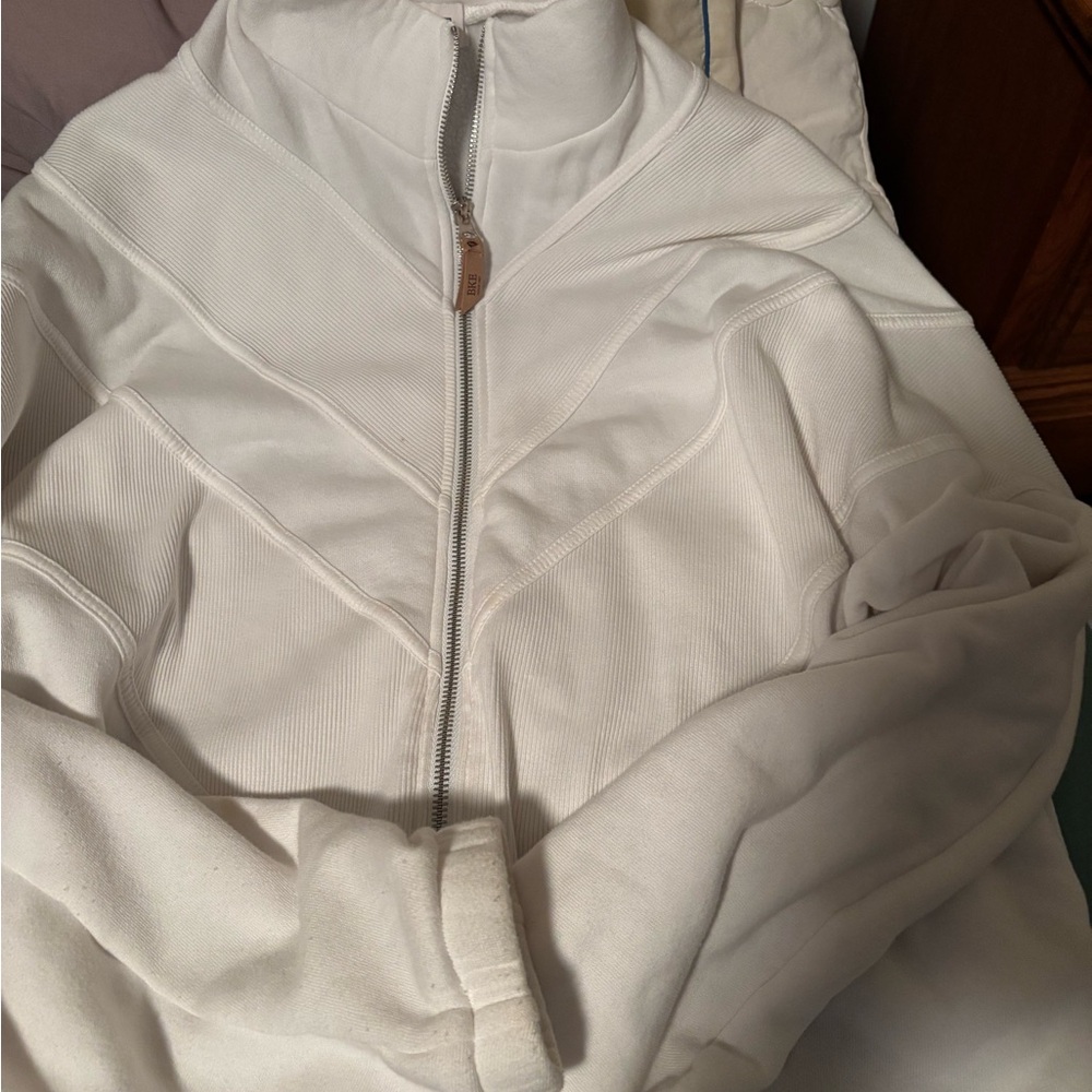 BKE White Puffer Jacket Lightweight Stand-Up Collar
